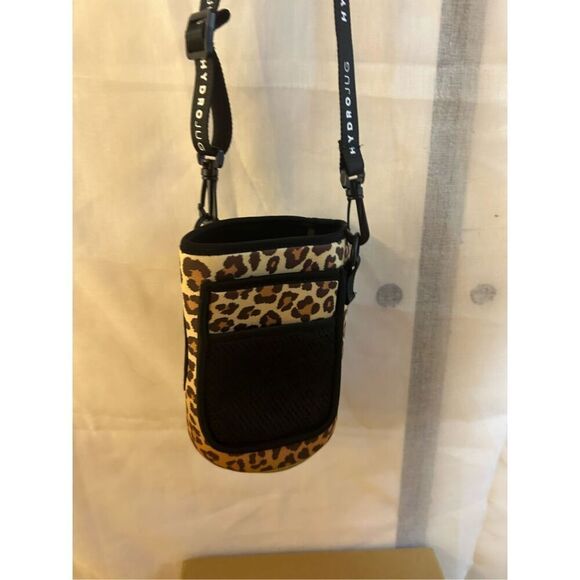 Hydro jug holder black brown animal print with adj strap card holder - Picture 3 of 6